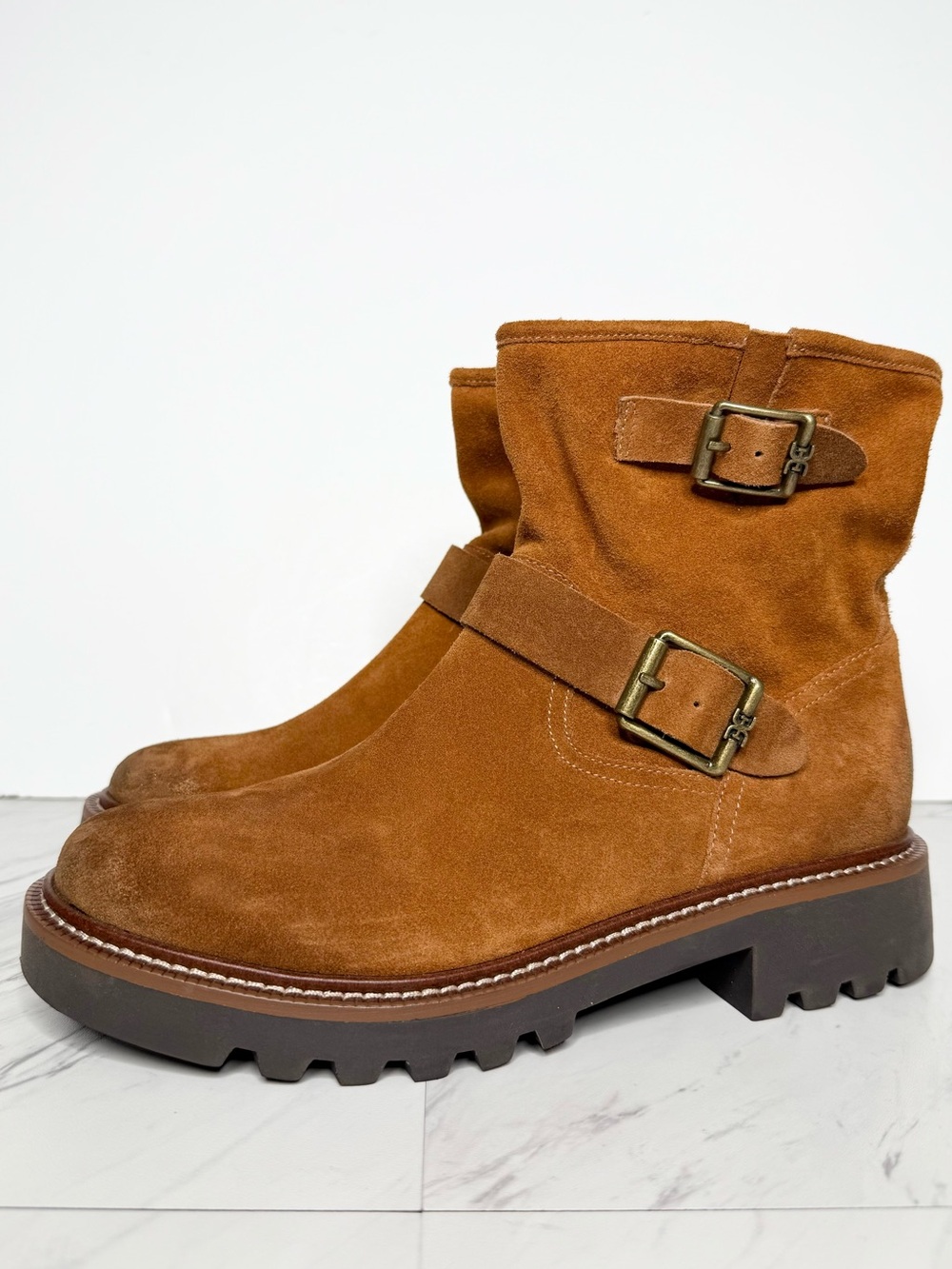 Sam Edelman Kinsley Brown Suede Buckle Boot 8 1/2 M